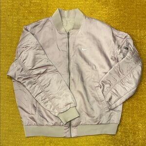 Nike Reversible Satin Bomber Jacket. Color:Tan, Size:LG